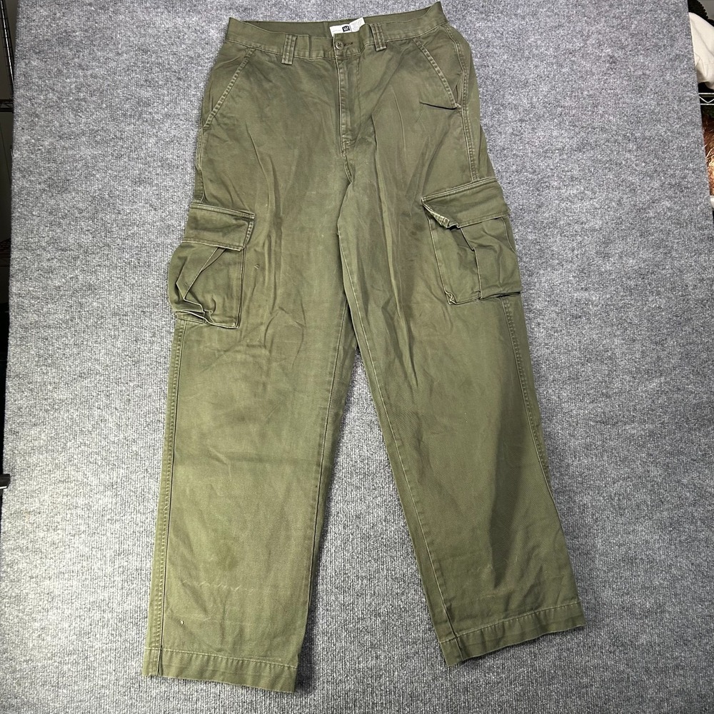 Gap Factory Store Cargo Pants Men's Green Cotton Pockets Zip Fly Utility - 31X33